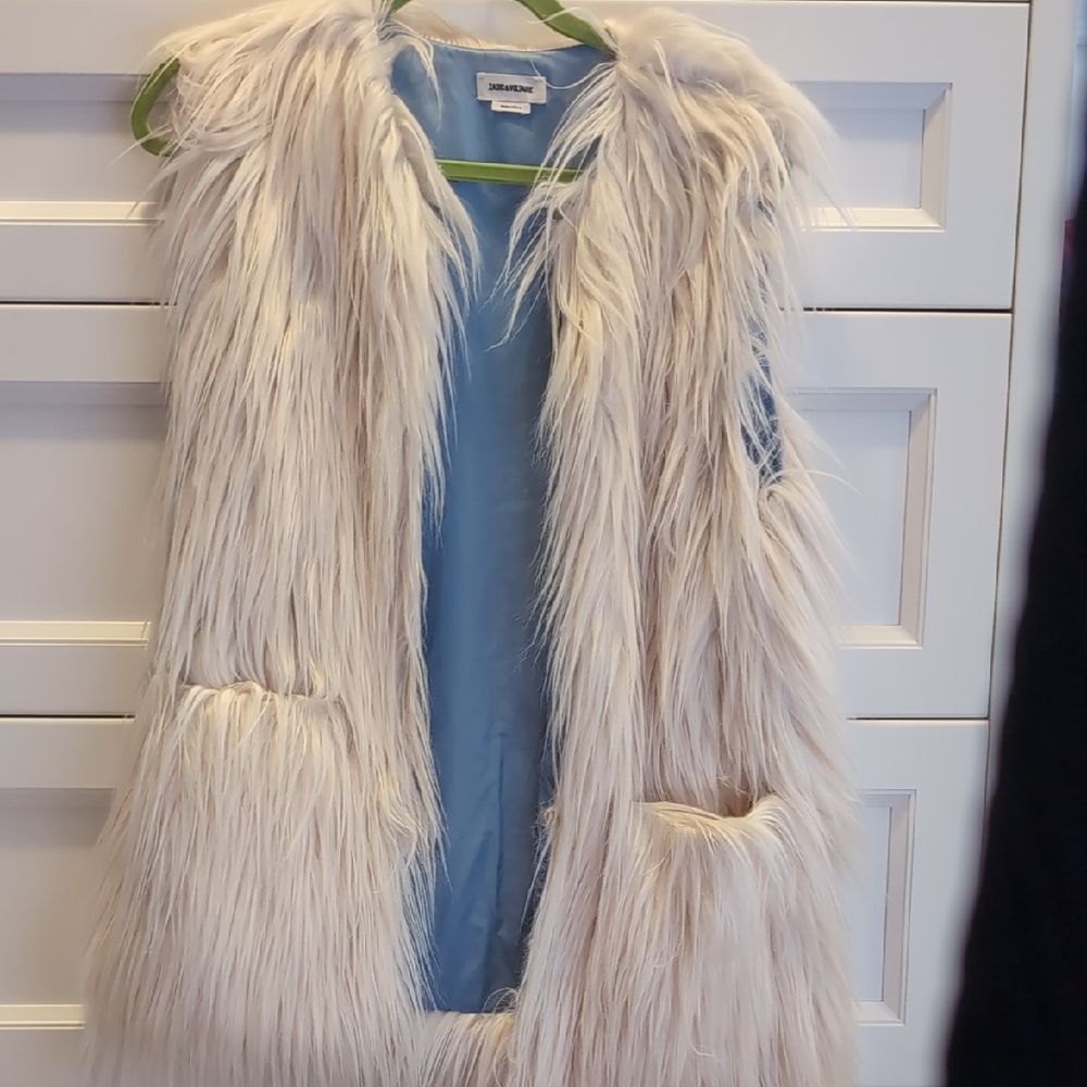 Zadig & Voltaire Cream Faux Fur Vest